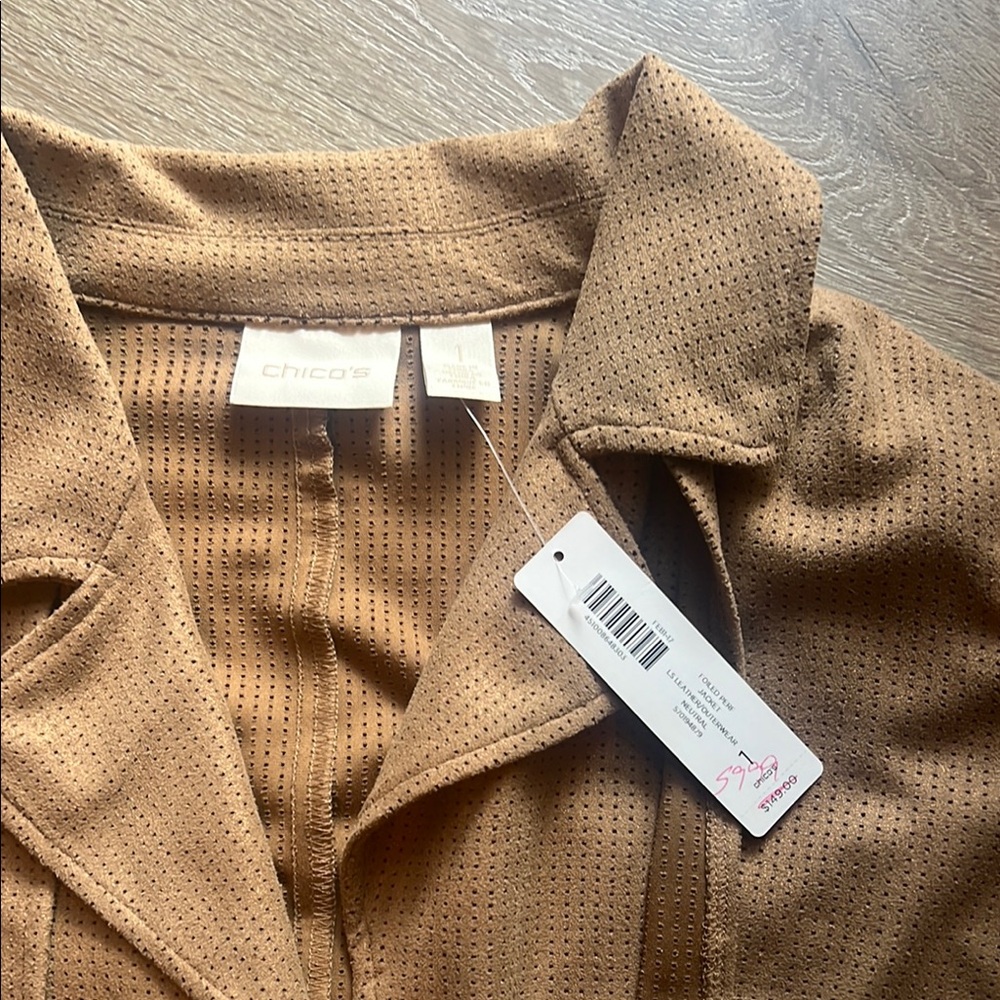 Chico's Tan Perforated Jacket